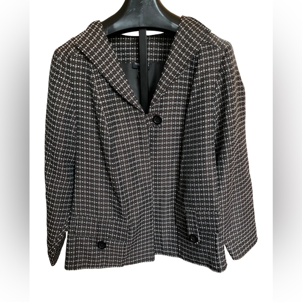 Maggie Barnes Classic Blazer Jacket Black Brown Plaid Check Women’s Size 18